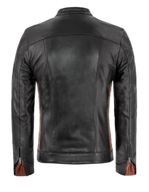 Taurus88 Black Sheep Leather Jacket With Two Red Strips On Shoulder